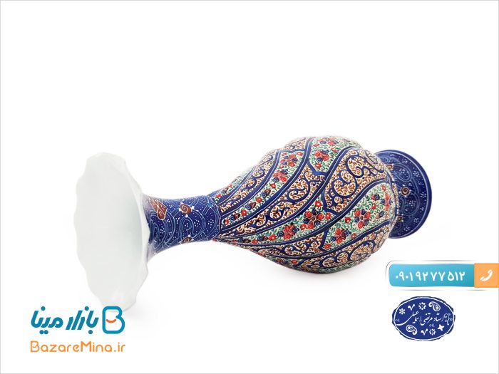 گلدان میناکاری شده اثر اسماعیلی 16 سانتی متر