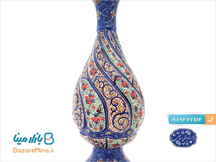 گلدان میناکاری شده اثر اسماعیلی 16 سانتی متر
