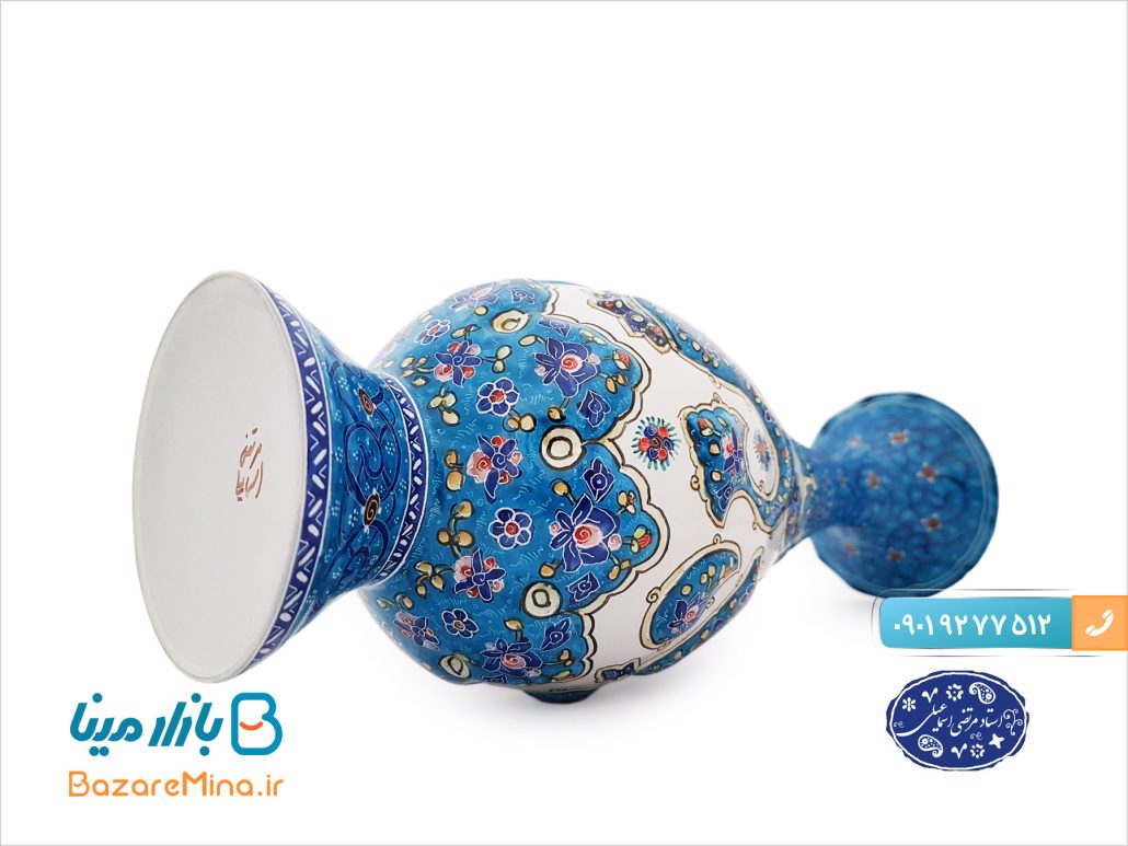 گلدان میناکاری اسماعیلی ترنج برجسته 25 سانتی