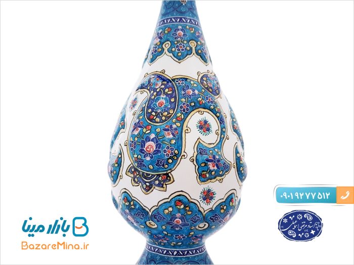 گلدان میناکاری اسماعیلی ترنج برجسته 25 سانتی