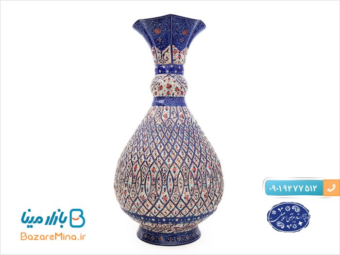 گلدان میناکاری اثر اسماعیلی خمره ای 30 سانتی