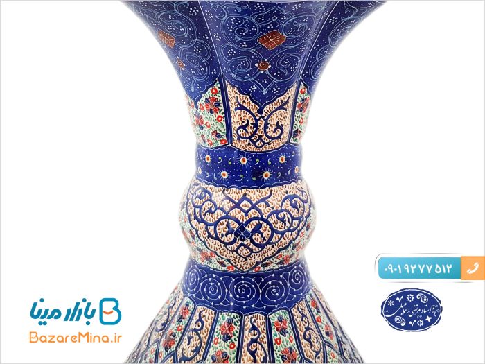 گلدان میناکاری اثر اسماعیلی خمره ای 30 سانتی