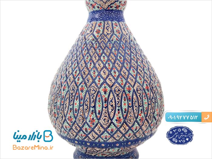 گلدان میناکاری اثر اسماعیلی خمره ای 30 سانتی
