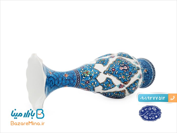گلدان میناکاری اسماعیلی ترنج برجسته 20 سانتی