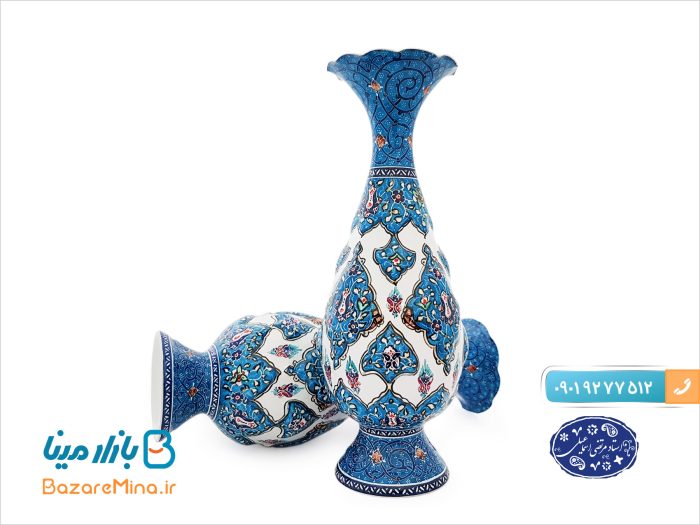 گلدان میناکاری اسماعیلی ترنج برجسته 20 سانتی