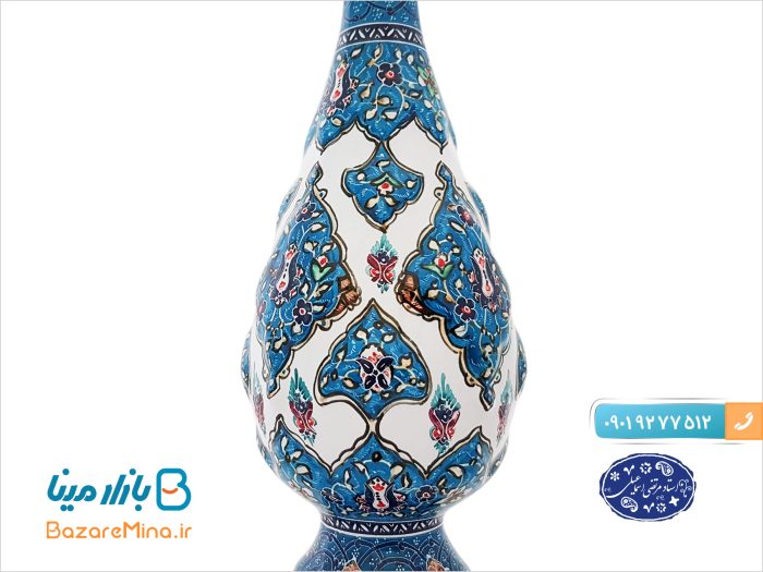 گلدان میناکاری اسماعیلی ترنج برجسته 20 سانتی