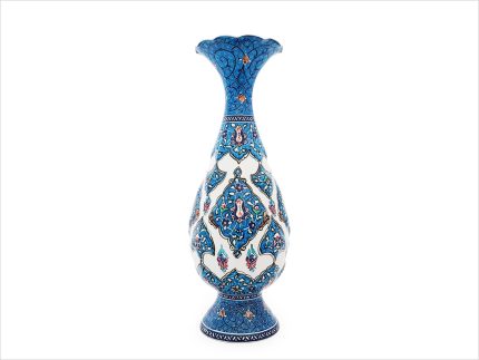 گلدان میناکاری طرح ترنج برجسته 20 سانتی