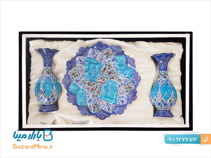 باکس ست مینا کاری بشقاب 20 و گلدان 16 سانتی
