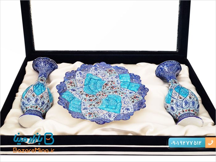 باکس ست مینا کاری بشقاب 20 و گلدان 16 سانتی