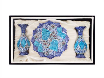 باکس ست مینا کاری بشقاب 20 و گلدان 16 سانتی