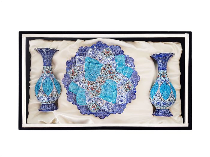 باکس ست مینا کاری بشقاب 20 و گلدان 16 سانتی باکس ست مینا کاری بشقاب 20 و گلدان 16 سانتی