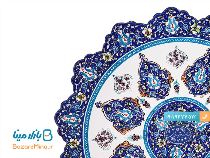 بشقاب میناکاری اسماعیلی طرح ترنج 30 سانتی