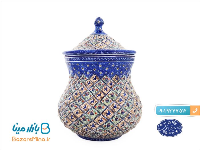 قندان مسی میناکاری اسماعیلی گردن باریک کوچک