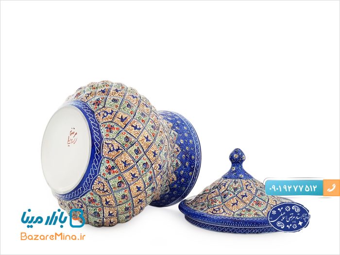 قندان مسی میناکاری اسماعیلی گردن باریک کوچک