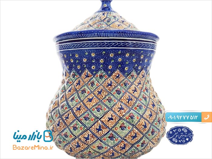قندان مسی میناکاری اسماعیلی گردن باریک کوچک