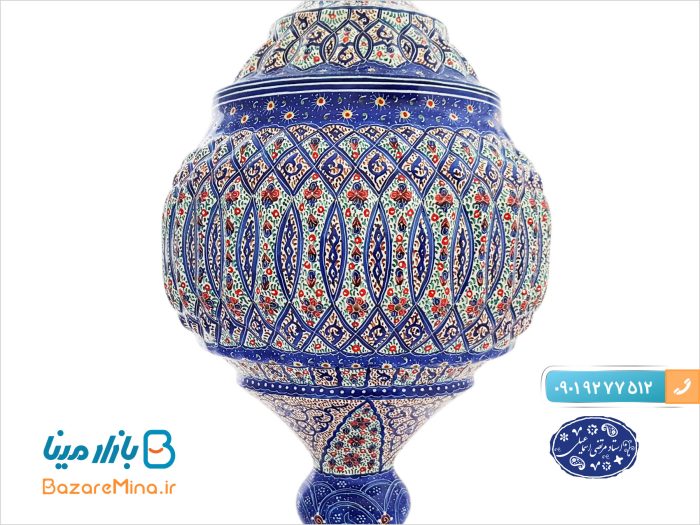 قندان پایه دار میناکاری اسماعیلی ارتفاع 30 سانتی
