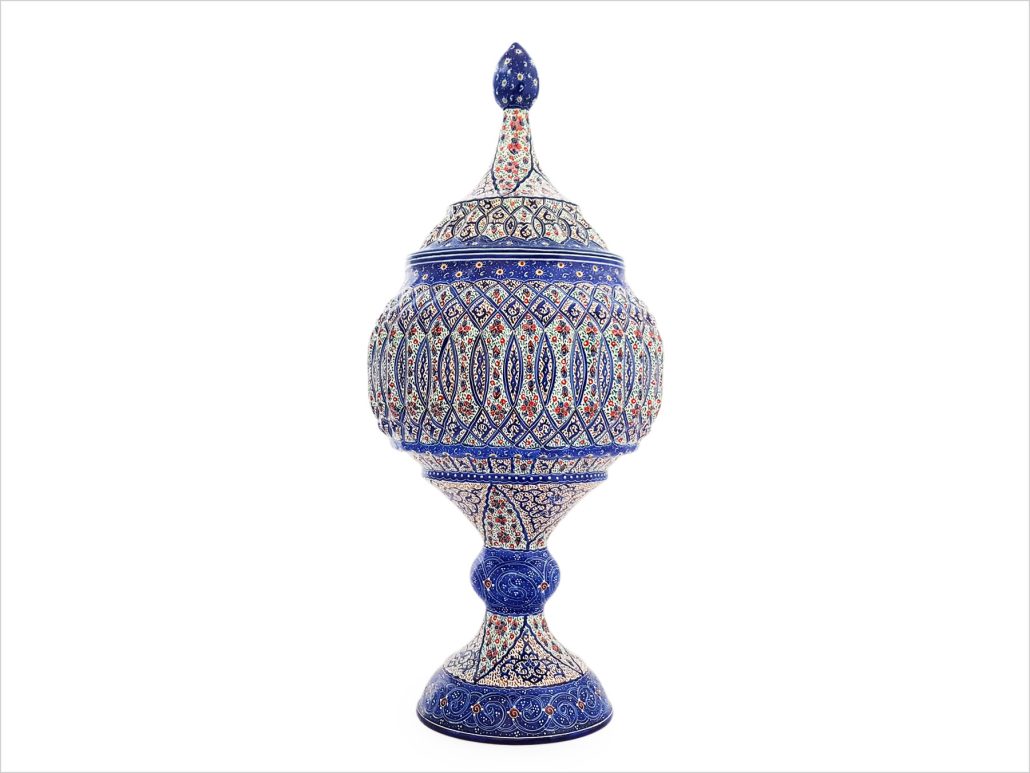 قندان پایه دار میناکاری اسماعیلی ارتفاع 30 سانتی