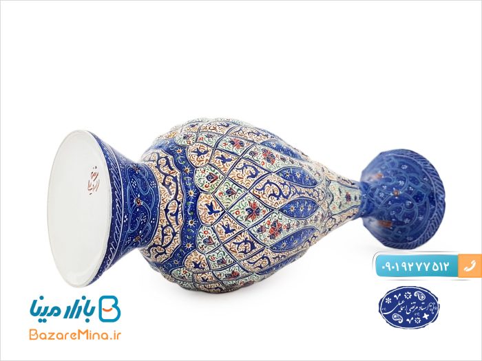 گلدان برجسته ميناکاري اسماعيلي ارتفاع 20 سانتي