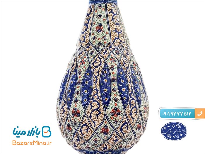 گلدان برجسته ميناکاري اسماعيلي ارتفاع 20 سانتي