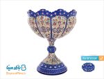 کاسه پایه دار مسی میناکاری اسماعیلی 18 سانتی