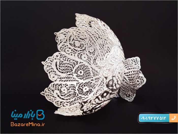 کاسه آجیل خوری پایه دار ملیله کاری