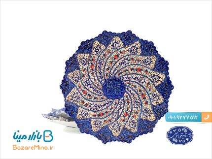 سری بشقاب سه تکه مسی میناکاری اثر اسماعیلی