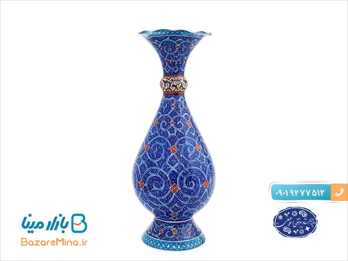 گلدان مسی میناکاری اسماعیلی , اسلیمی 16 سانتی
