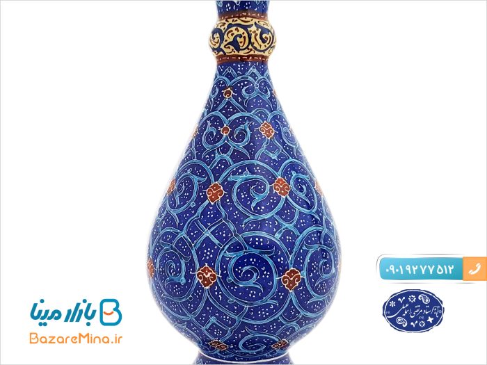 گلدان مسی میناکاری اسماعیلی , اسلیمی 16 سانتی