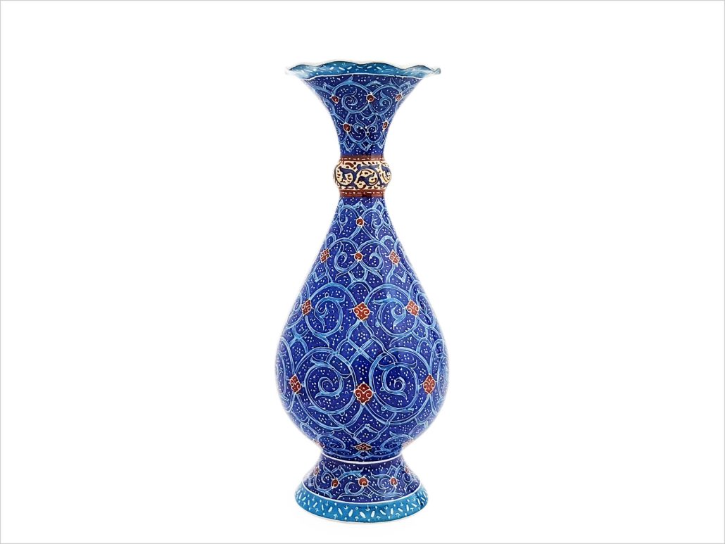 گلدان میناکاری اسماعیلی طرح اسلیمی 16 سانتی