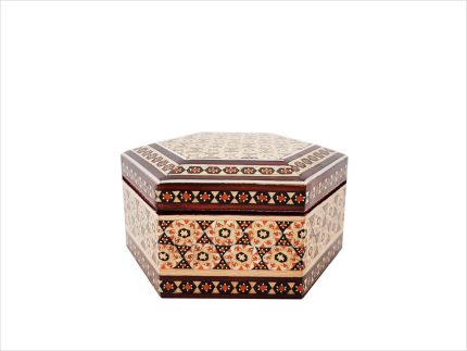 جعبه خاتم کاری شش ضلعی مخصوص جواهرات