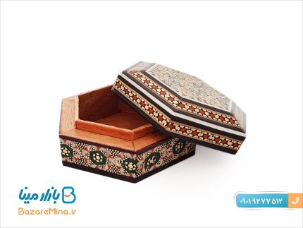 جعبه زعفران چوبی خاتم کاری شده
