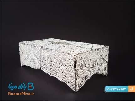 هنر ملیله کاری اصفهان صنایع دستی محبوب ایرانی جعبه دستمال کاغذی ملیله اصفهان