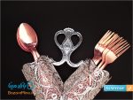 جا قاشق و چنگال ملیله کاری طرح طاووس