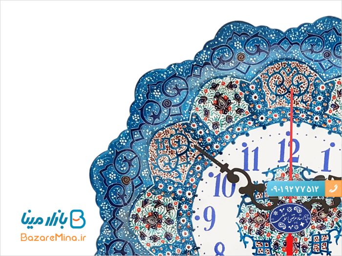ساعت مسی میناکاری اثر اسماعیلی قطر 20 سانتی