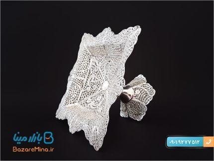 هنر ملیله کاری اصفهان صنایع دستی محبوب ایرانی شیرینی خوری 4 گوش پایه دار ملیله کاری