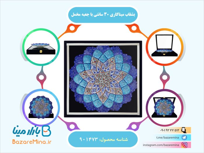 بشقاب میناکاری 30 سانتی با جعبه مخمل