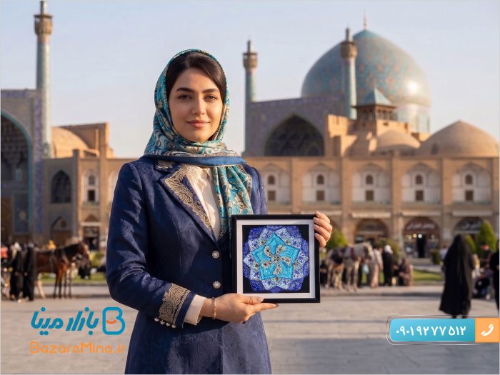 بشقاب میناکاری 16 سانتی با جعبه مخمل