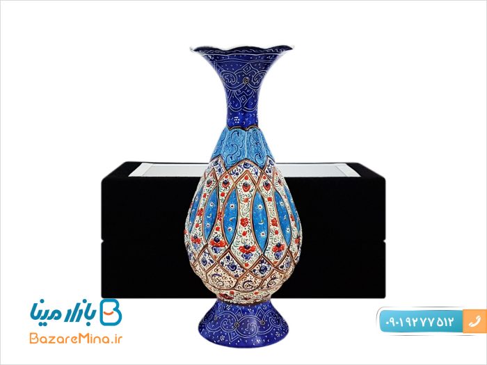 گلدان میناکاری ۱۶ سانتی باکس جعبه مخمل