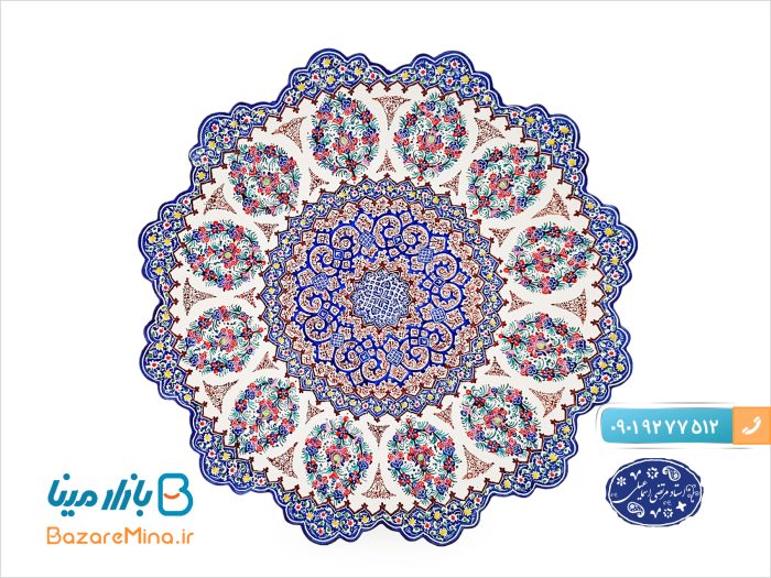 بشقاب ختایی میناکاری اسماعیلی 25 سانتی