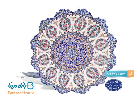 بشقاب ختایی میناکاری اسماعیلی 25 سانتی