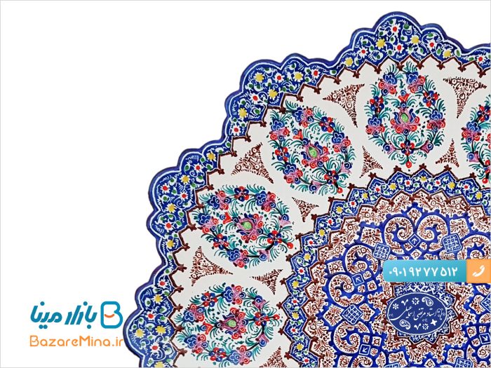 بشقاب ختایی میناکاری اسماعیلی 25 سانتی