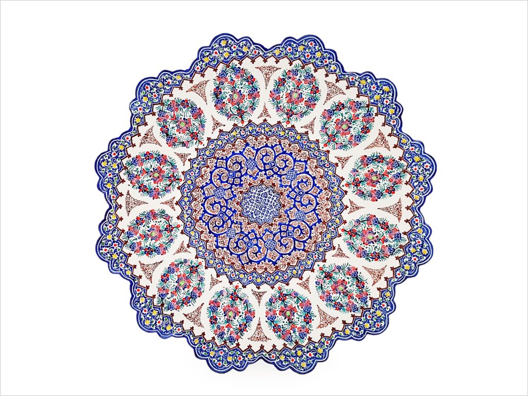 بشقاب ختایی میناکاری اسماعیلی 25 سانتی