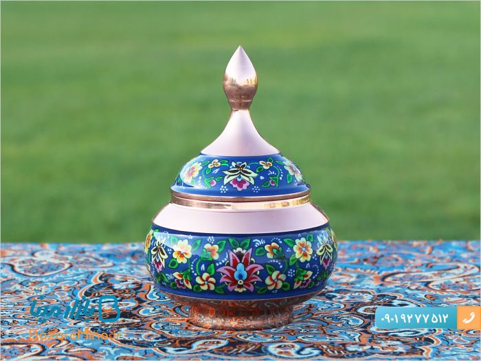 قندان مس و پرداز ارتفاع 15 سانتیمتر