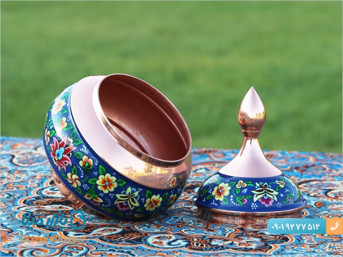 قندان مس و پرداز ارتفاع ۱۴ سانتیمتر
