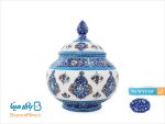 قندان مسی میناکاری اثر اسماعیلی طرح ترنج