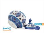 قندان مسی میناکاری اثر اسماعیلی طرح ترنج