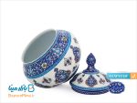 قندان مسی میناکاری اثر اسماعیلی طرح ترنج