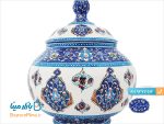 قندان مسی میناکاری اثر اسماعیلی طرح ترنج