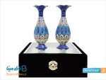 باکس ست گلدان مسی میناکاری 16 سانتیمتری