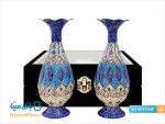 باکس ست گلدان مسی میناکاری 16 سانتیمتری